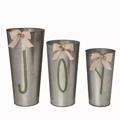 Christmas Decorations>Kirklands Home Metal Joy Buckets, Set of 3 Silver