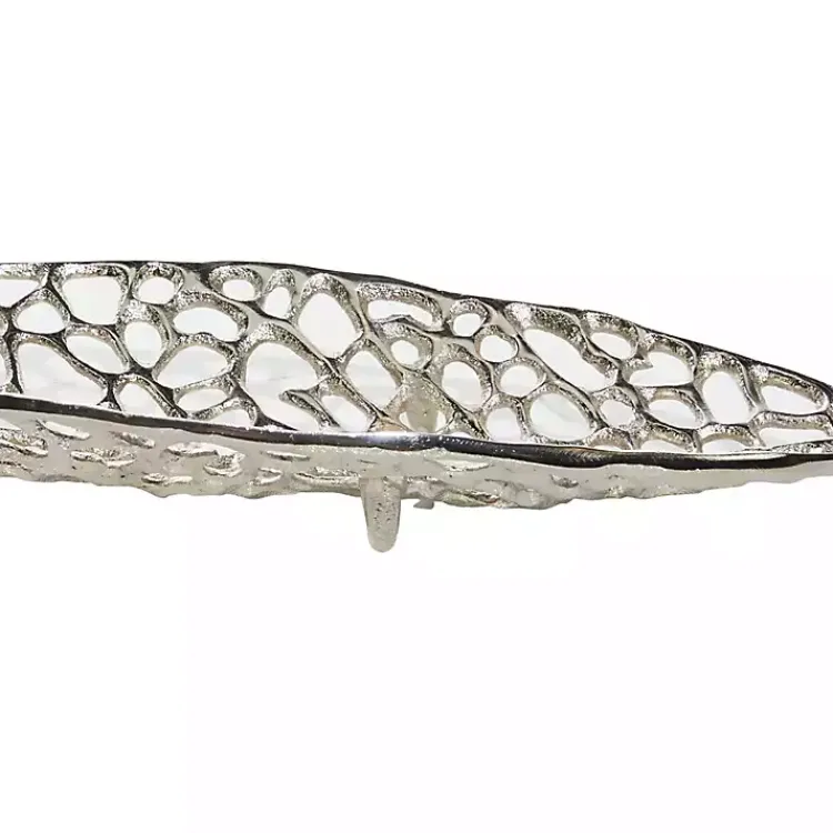 Decorative Trays>Kirklands Home Metal Leaf Trays, Set of 2 Silver
