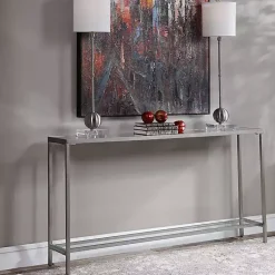 Kirklands Home Metal Mirrored Top Slim Console Table Silver Online
