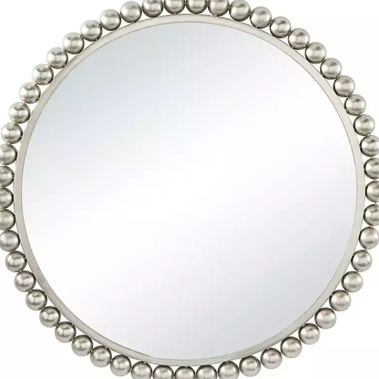 Kirklands Home Silver Metal Round Beaded Frame Wall Mirror Online