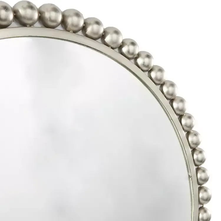 Kirklands Home Silver Metal Round Beaded Frame Wall Mirror Online