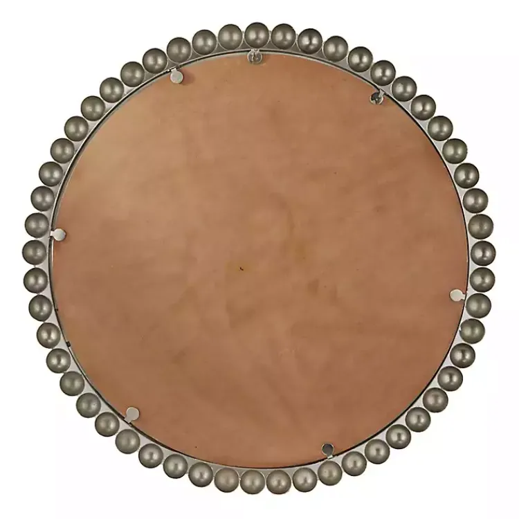 Kirklands Home Silver Metal Round Beaded Frame Wall Mirror Online