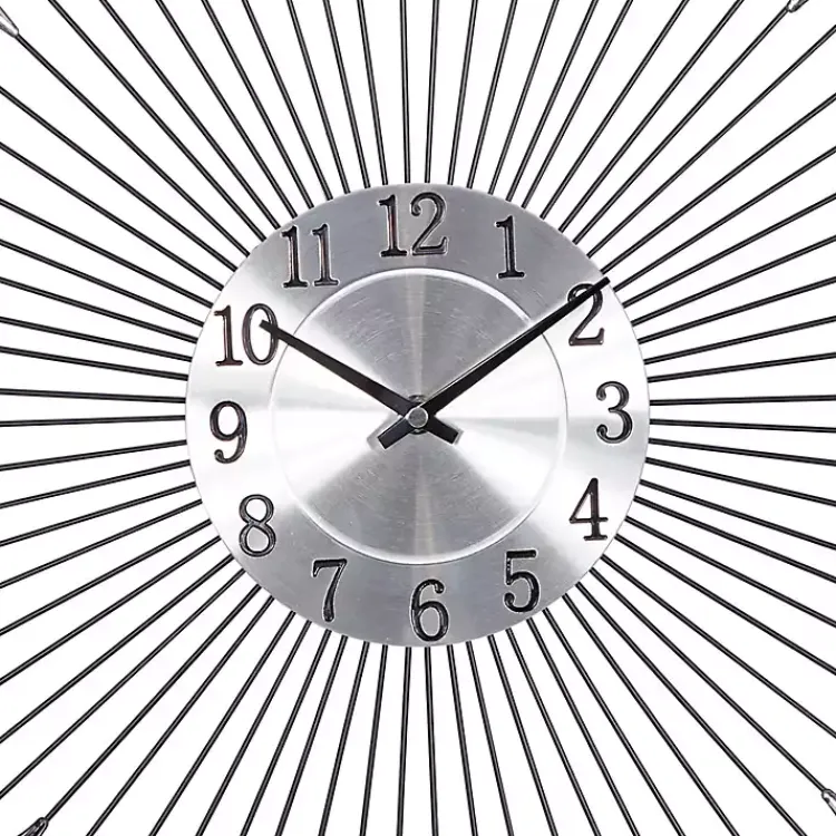 Kirklands Home Silver Metal Sunburst Droplet Frame Clock Hot