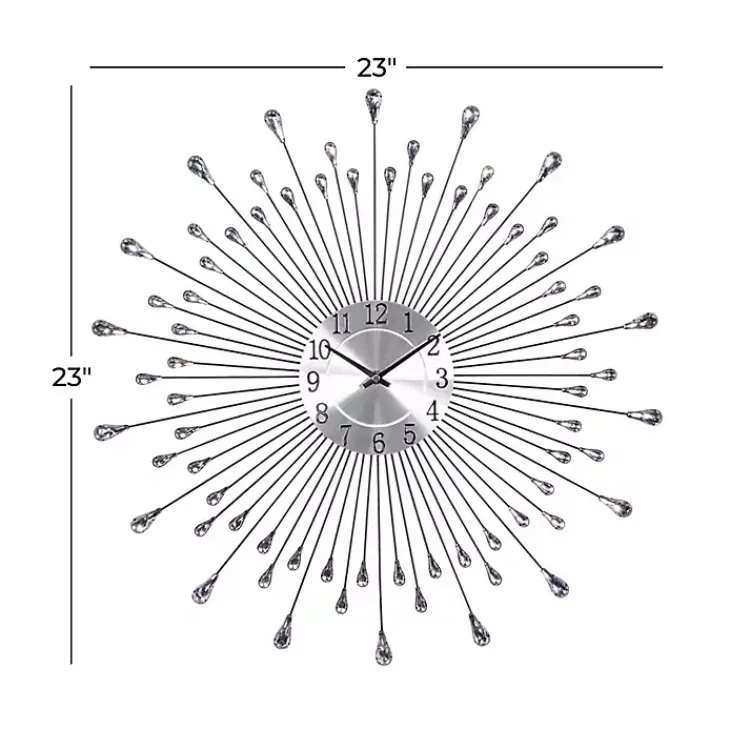 Kirklands Home Silver Metal Sunburst Droplet Frame Clock Hot