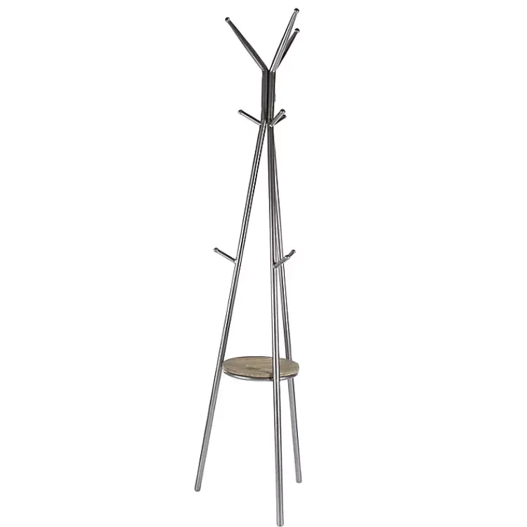 Kirklands Home Silver Metal Tripod Coat Rack with Shelf Online