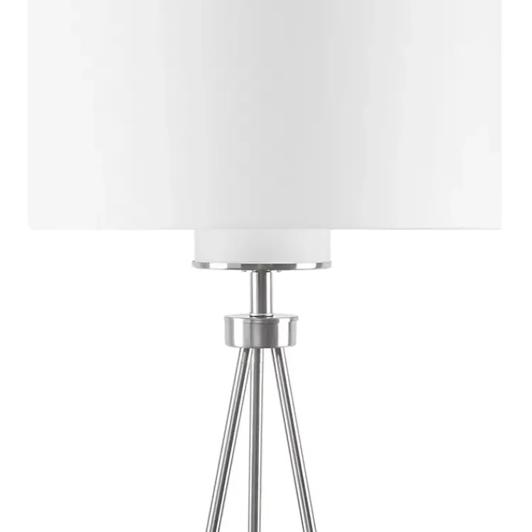 Kirklands Home Silver Metal Tripod Floor Lamp White Outlet