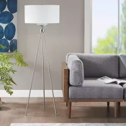 Kirklands Home Silver Metal Tripod Floor Lamp White Outlet