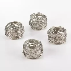 Kirklands Home Metal Twine Napkin Rings, Set of 4 Silver Clearance