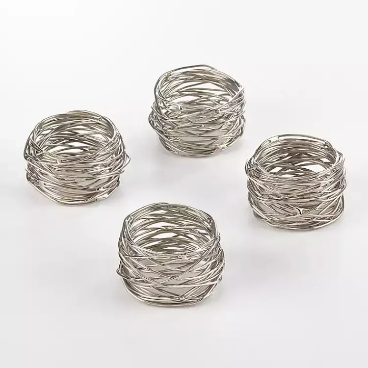 Kirklands Home Metal Twine Napkin Rings, Set of 4 Silver Clearance