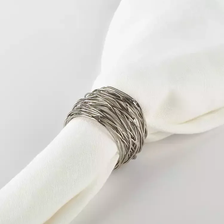Kirklands Home Metal Twine Napkin Rings, Set of 4 Silver Clearance