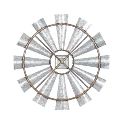 Kirklands Home Metal Windmill Wall Plaque Silver Clearance