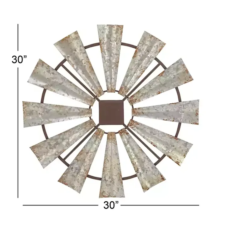 Kirklands Home Metal Windmill Wall Plaque Silver Clearance