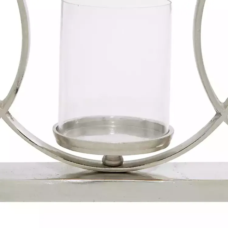 Candle Holders>Kirklands Home Overlapping Halo Hurricane Candle Runner Silver