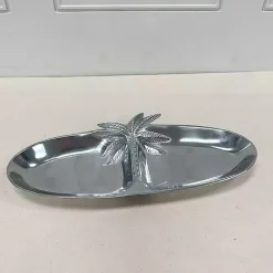Kirklands Home Palm Tree Bathroom Vanity Tray Silver