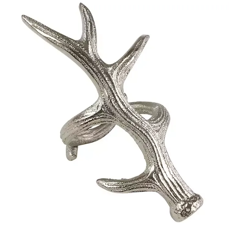 Kirklands Home Reindeer Antler Napkin Rings, Set of 4 Silver New