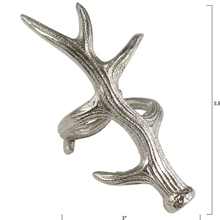 Kirklands Home Reindeer Antler Napkin Rings, Set of 4 Silver New