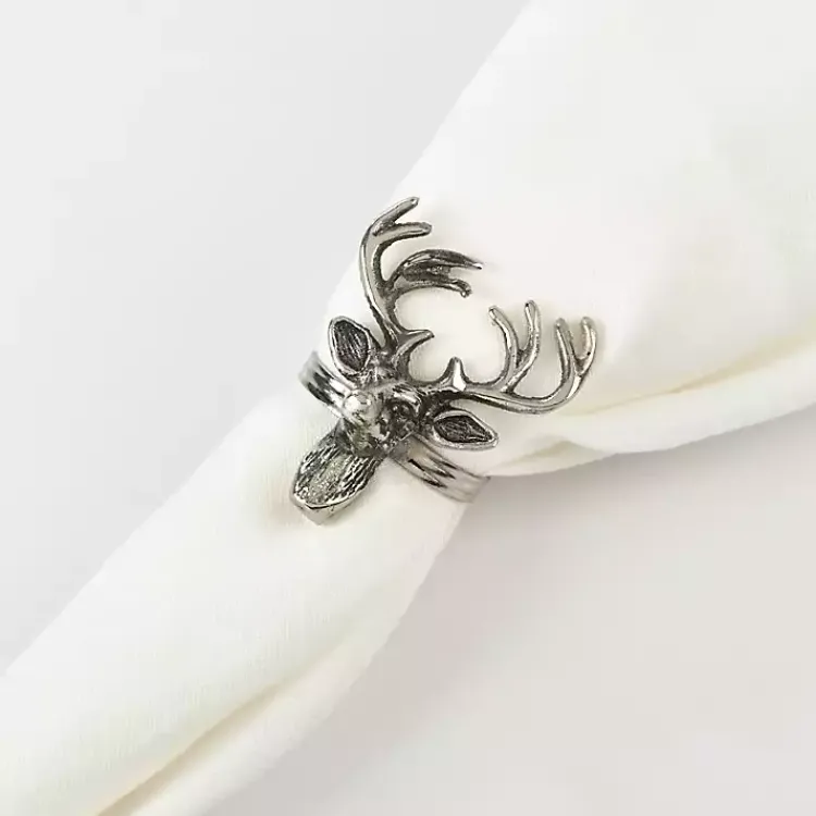Kirklands Home Reindeer Head Napkin Rings, Set of 4 Silver Sale