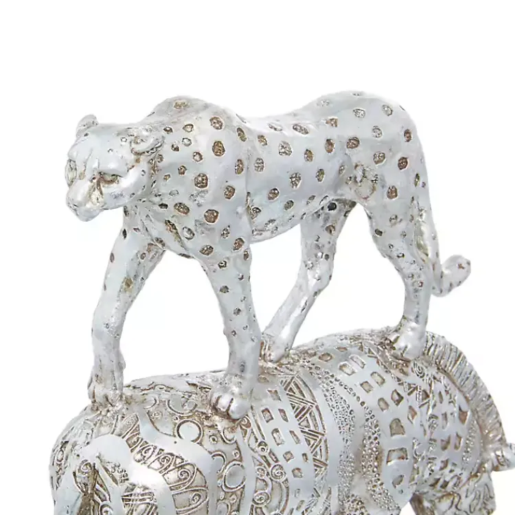 Statues & Figurines>Kirklands Home Resin Stacked Animals Sculpture Silver