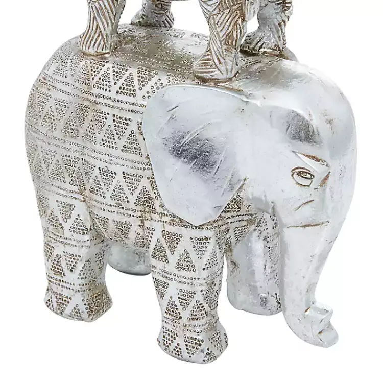 Statues & Figurines>Kirklands Home Resin Stacked Animals Sculpture Silver