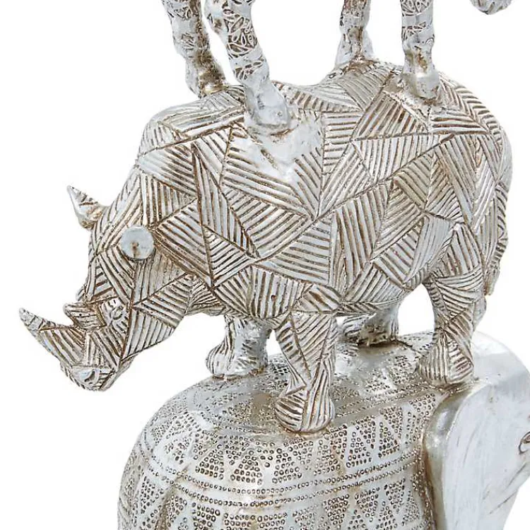 Statues & Figurines>Kirklands Home Resin Stacked Animals Sculpture Silver
