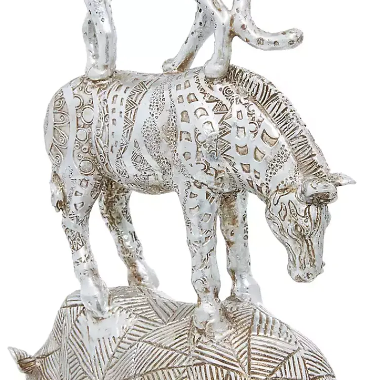 Statues & Figurines>Kirklands Home Resin Stacked Animals Sculpture Silver