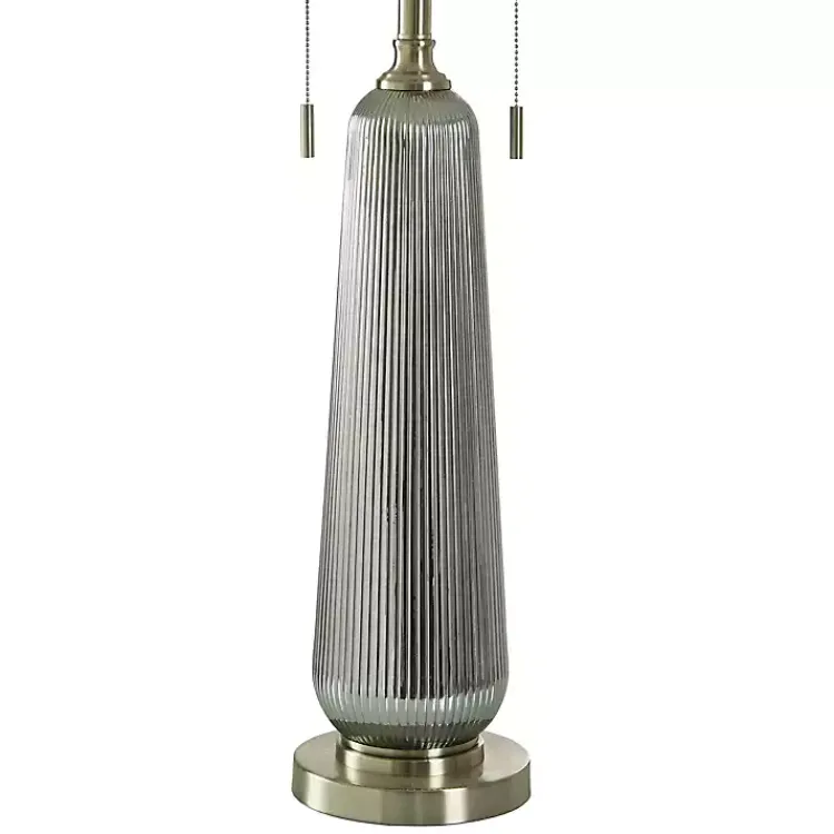 Kirklands Home Silver Ribbed Glass Table Lamp White New