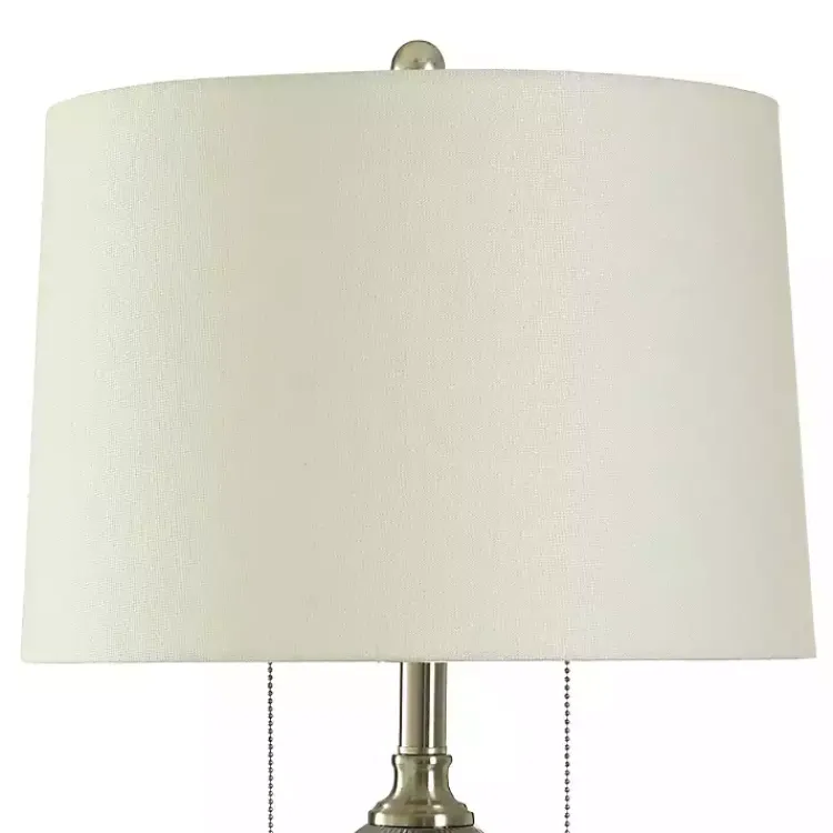 Kirklands Home Silver Ribbed Glass Table Lamp White New