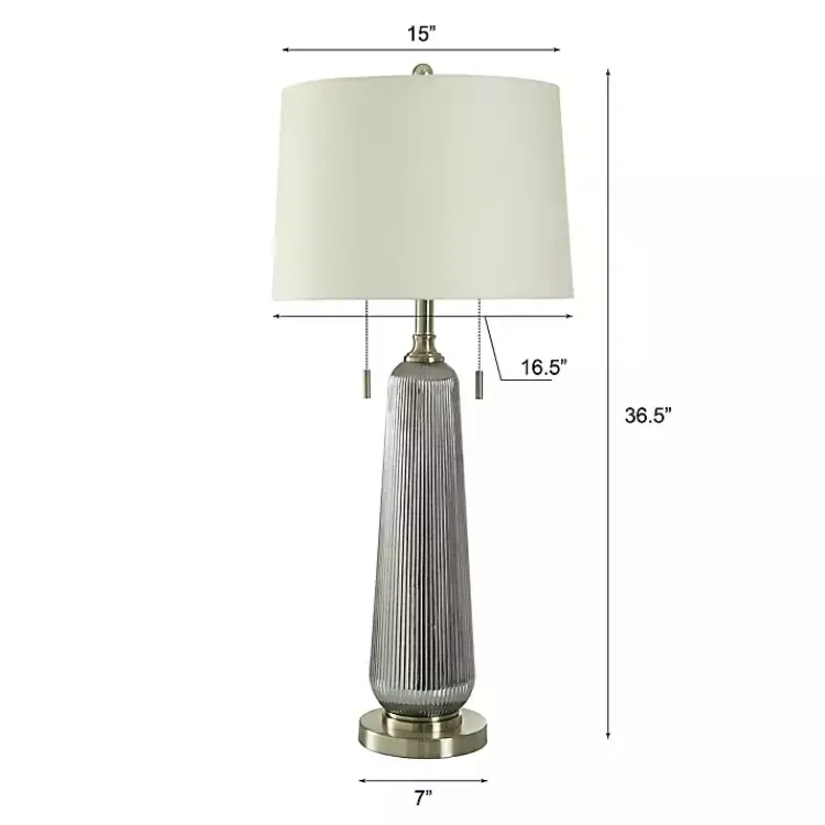 Kirklands Home Silver Ribbed Glass Table Lamp White New