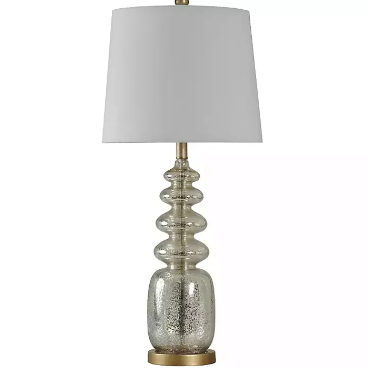 Kirklands Home Silver Rounded Mercury Glass Table Lamp White Clearance