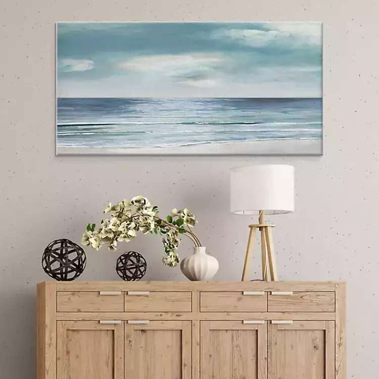 Kirklands Home Silver Shore Canvas Art Print Blue Clearance