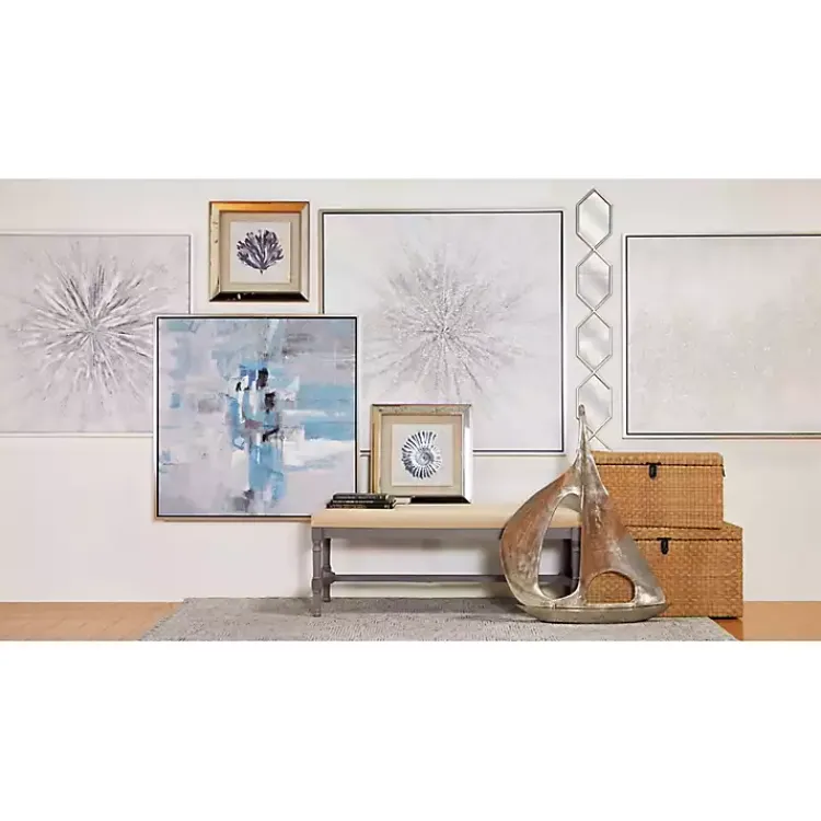 Kirklands Home Slim Stacked Hexagons Wall Mirror Silver New