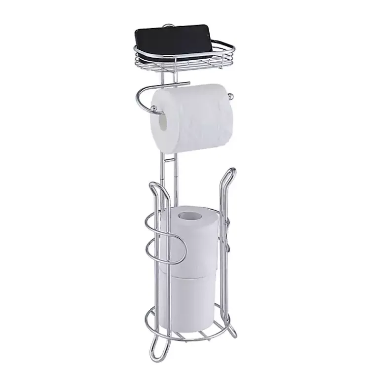 Kirklands Home Toilet Paper Storage Stand with Basket Silver Sale