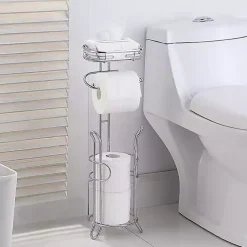 Kirklands Home Toilet Paper Storage Stand with Basket Silver Sale