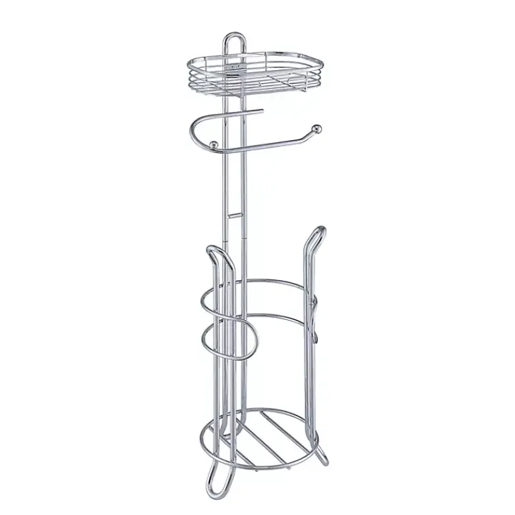Kirklands Home Toilet Paper Storage Stand with Basket Silver Sale