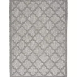 Kirklands Home Silver Trellis Indoor/Outdoor Area Rug, 5x7 Gray New