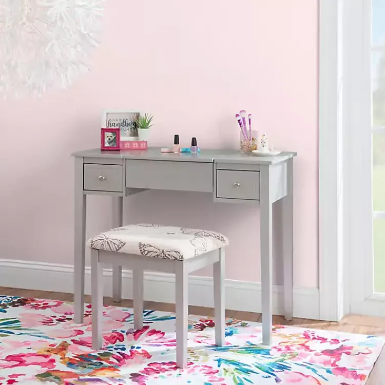 Kirklands Home Silver Virginia Butterfly 2-pc. Vanity Set Gray Best