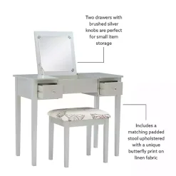 Kirklands Home Silver Virginia Butterfly 2-pc. Vanity Set Gray Best