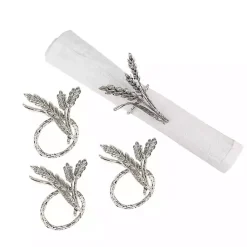 Kirklands Home Wheat Fall Napkin Rings, Set of 4 Silver Sale