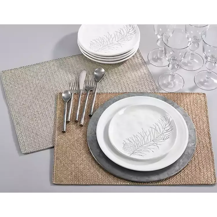 Kirklands Home Woven Water Hyacinth Placemats, Set of 4 Silver Sale