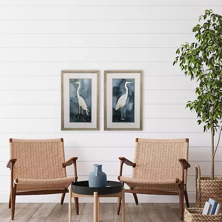 Kirklands Home Simple Egret 2-pc. Framed Wall Art Set