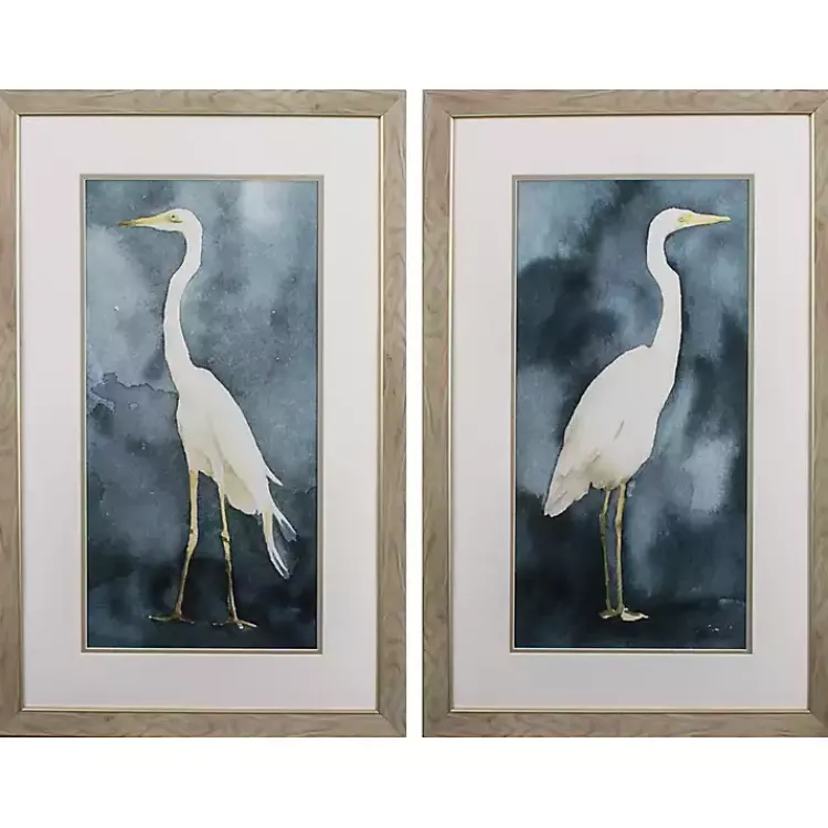 Kirklands Home Simple Egret 2-pc. Framed Wall Art Set
