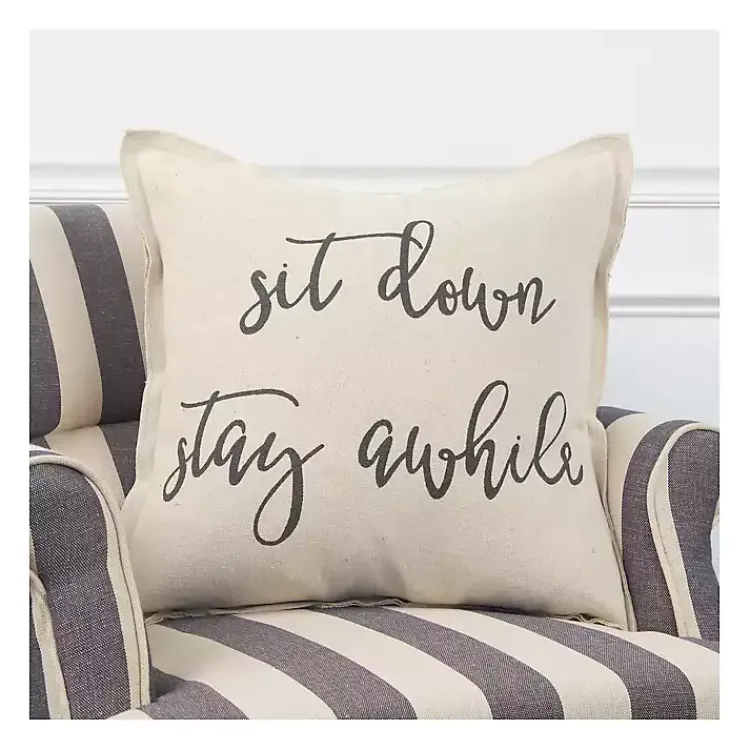 Pillows>Kirklands Home Sit Down Stay Awhile Accent Pillow