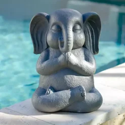 Kirklands Home Sitting Elephant Outdoor Statue Gray Hot