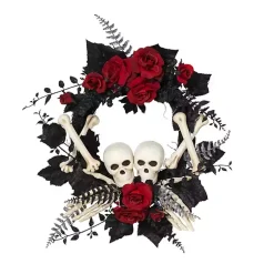 Halloween>Kirklands Home Skeleton and Roses Wreath