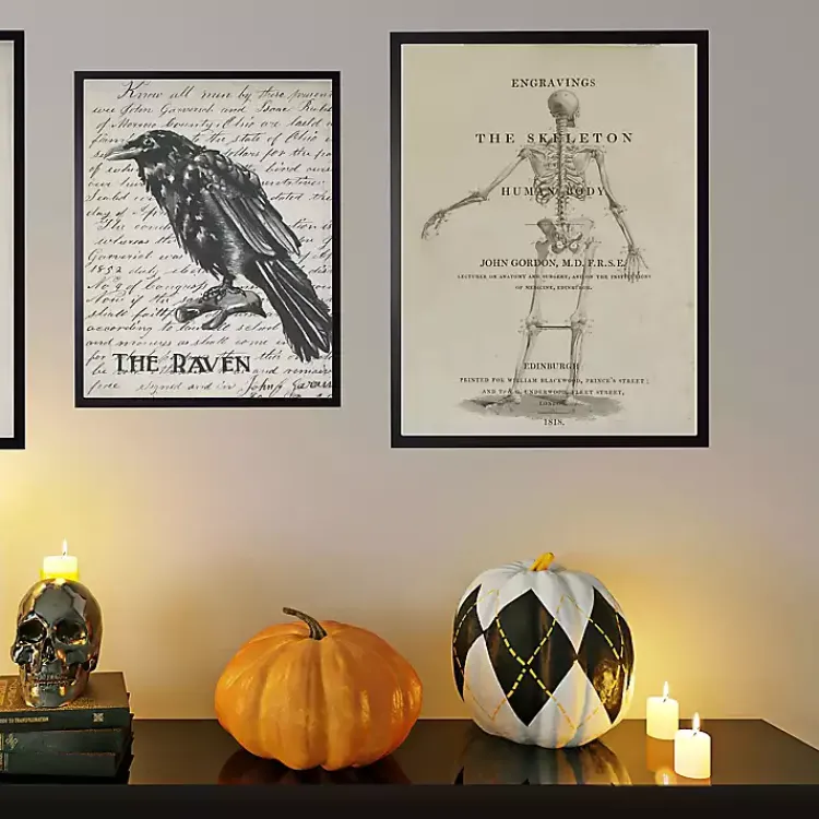 Halloween>Kirklands Home Skeleton Back Framed Halloween Wall Art