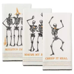 Kirklands Home Skeletons Printed Assorted Dishtowels, Set of 3 New