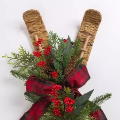 Christmas Art & Wall Decor>Kirklands Home Skis with Christmas Greenery Wall Decoration