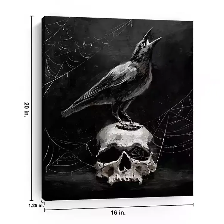 Halloween>Kirklands Home Skull & Raven Canvas Art Print, 16x20