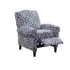 Kirklands Home Sky Fretwork Upholstered High Back Recliner Blue