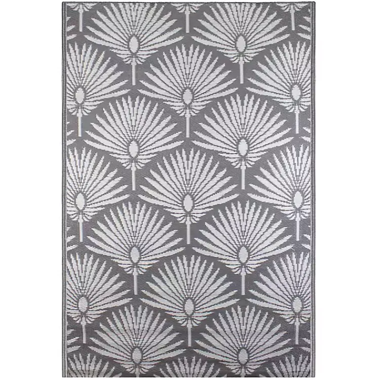 Kirklands Home Slate Fan Leaf Outdoor Area Rug, 4x6 New